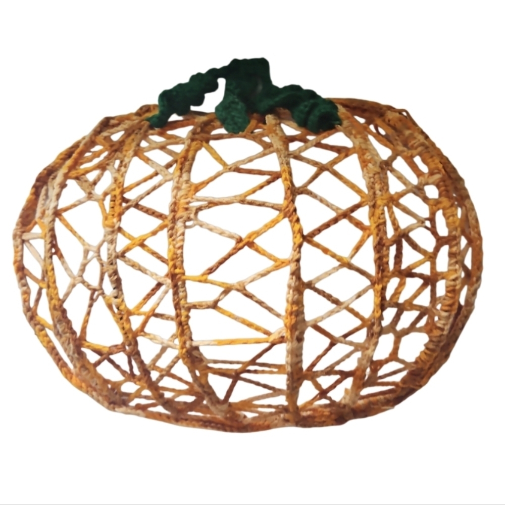 Hand Crafted Crochet Art Door Decor Handmade Holiday Wreath Pumpkin Wall Decor